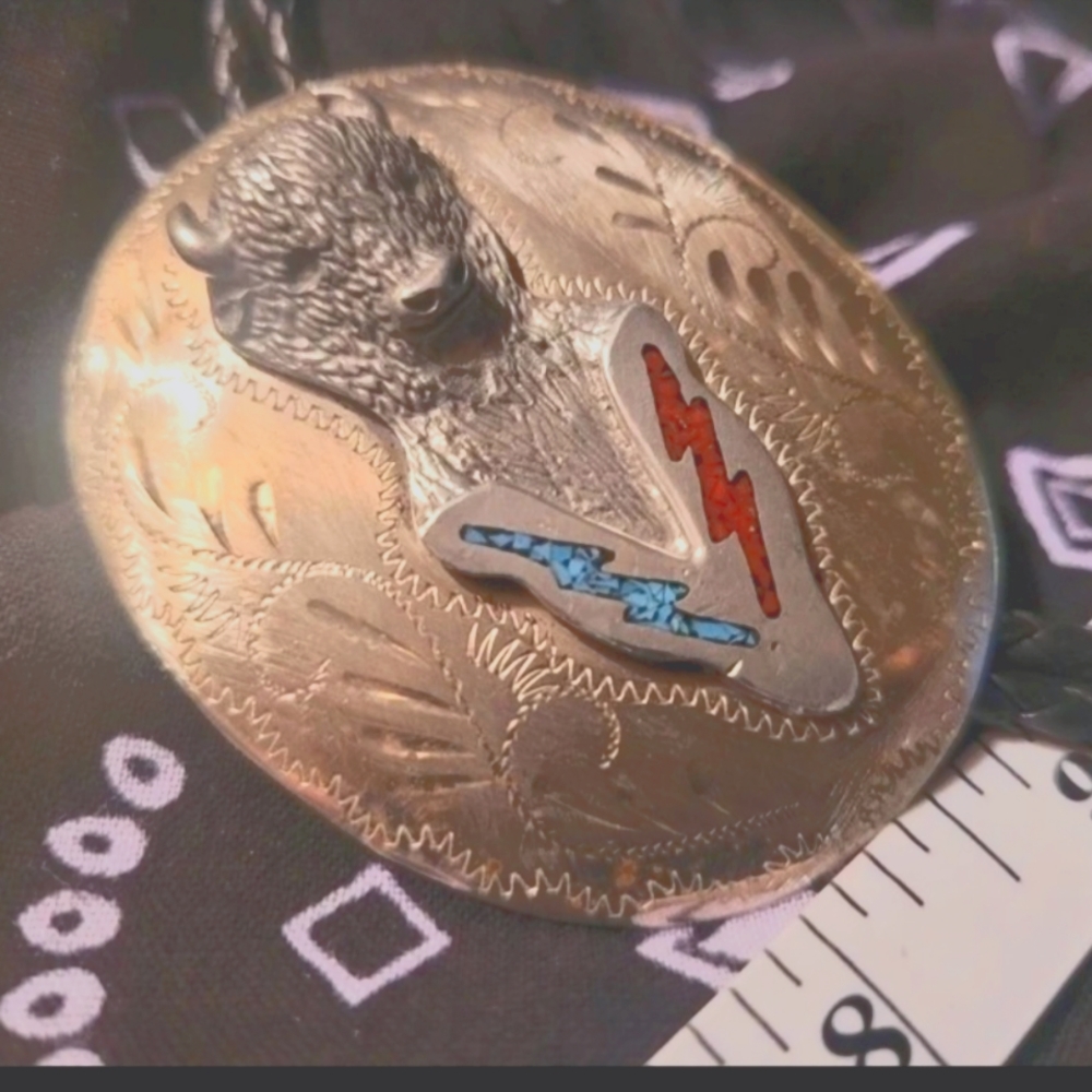 3d Buffalo Silver Bolo Tie